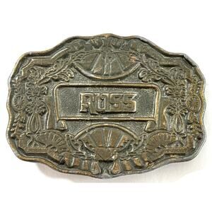 Vintage 1970s Monogram Name "RUSS” ODEN Brass Belt Buckle RARE